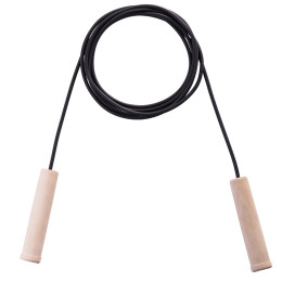 Скакалка резиновая с деревянной ручкой, цвет в асс, 2,80м